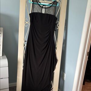 Scarlett Black Ruched Long Sleeve Halter Gown